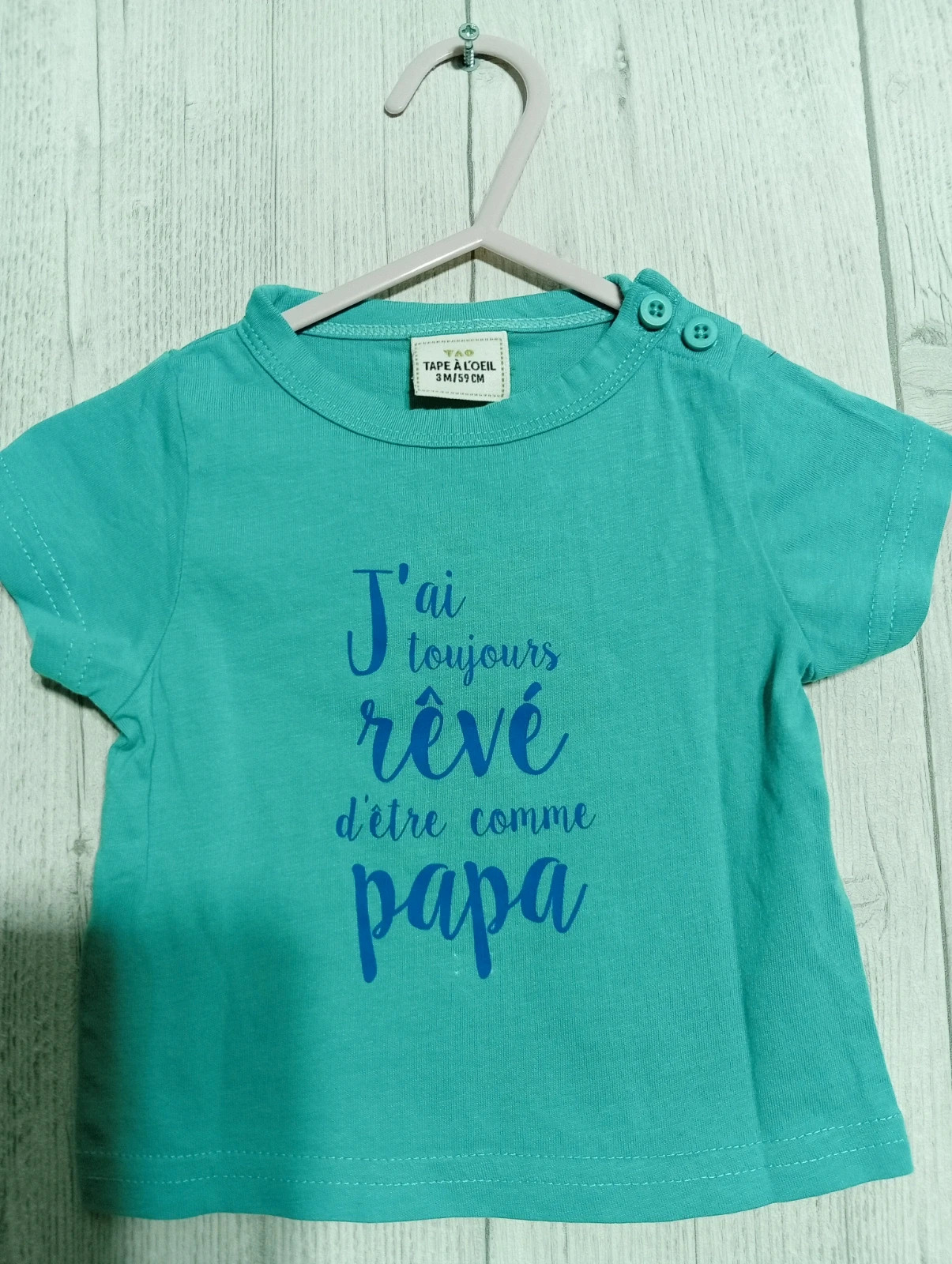 T-shirt manche courte garcon- Taille 3 mois ( 59 cm) - tape a loeil- Couleur bleu – Tape à l'œil – taille 1-3 mois / 56 cm 2
