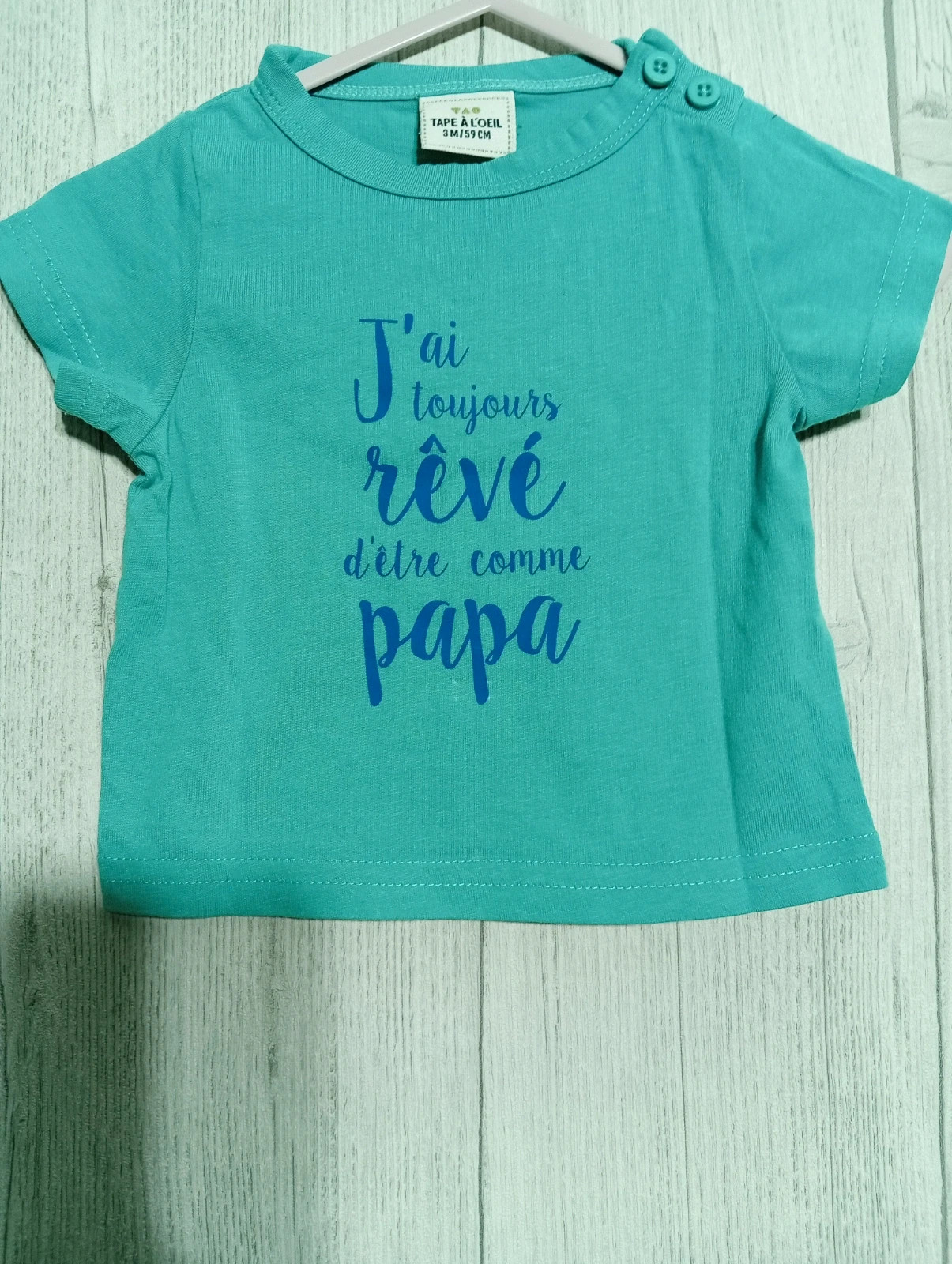 T-shirt manche courte garcon- Taille 3 mois ( 59 cm) - tape a loeil- Couleur bleu – Tape à l'œil – taille 1-3 mois / 56 cm 3