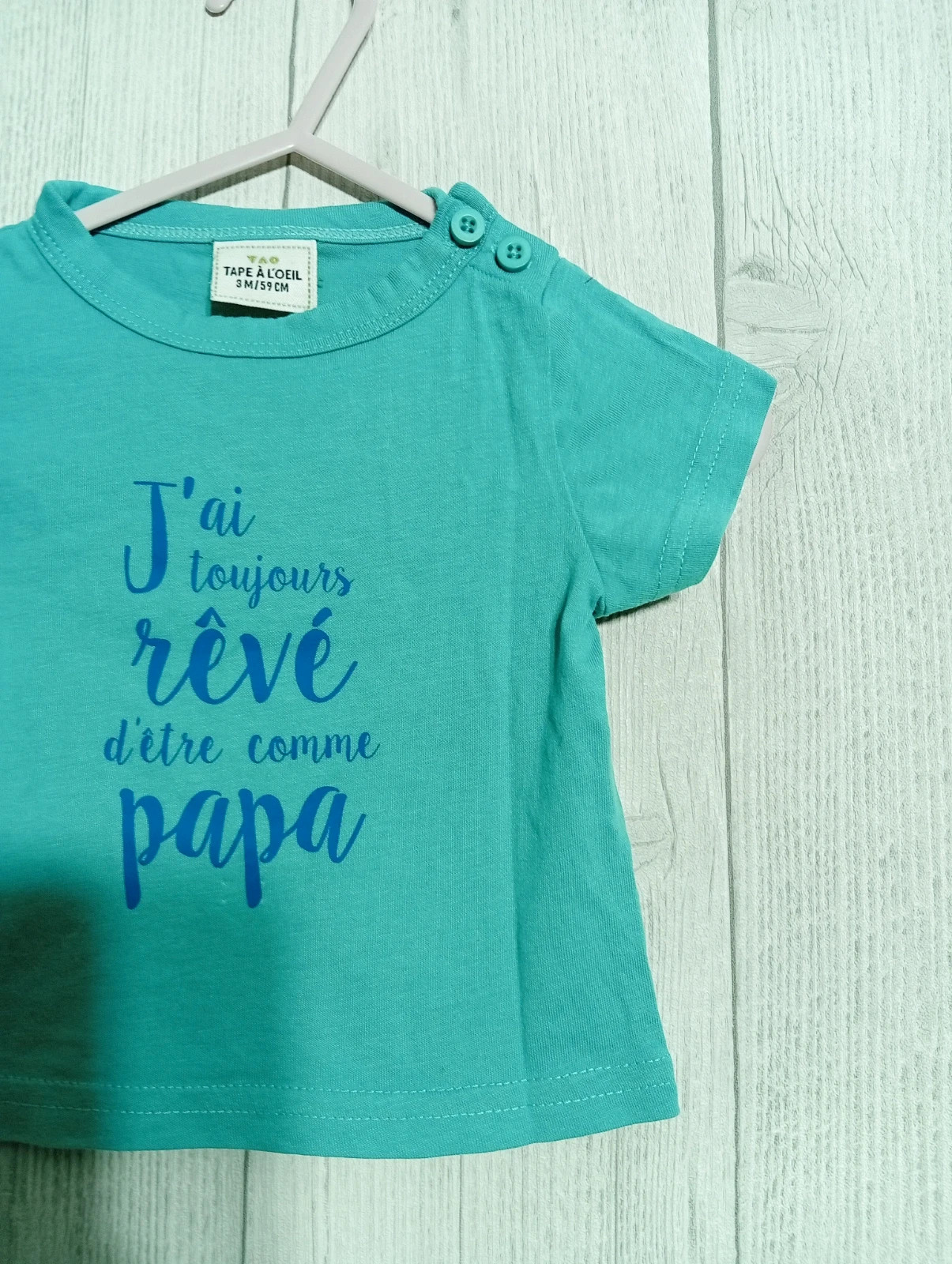 T-shirt manche courte garcon- Taille 3 mois ( 59 cm) - tape a loeil- Couleur bleu – Tape à l'œil – taille 1-3 mois / 56 cm 5