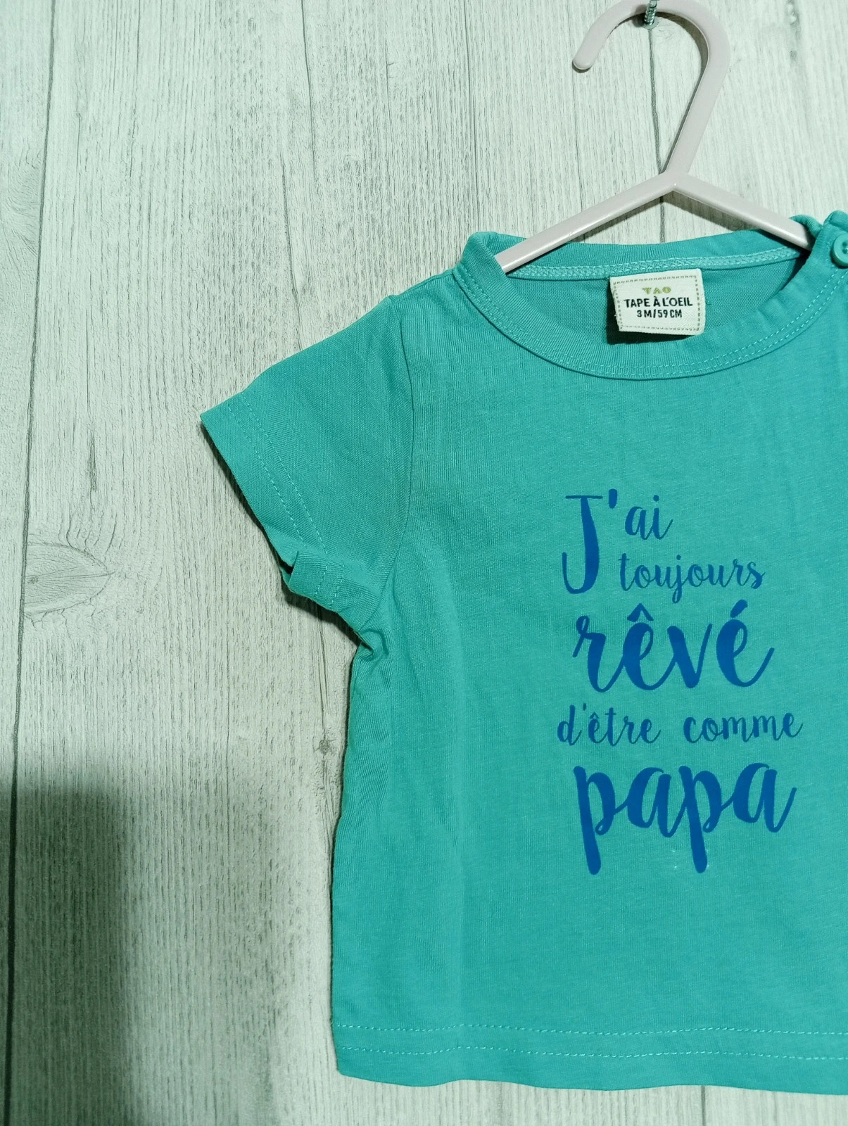 T-shirt manche courte garcon- Taille 3 mois ( 59 cm) - tape a loeil- Couleur bleu – Tape à l'œil – taille 1-3 mois / 56 cm 4
