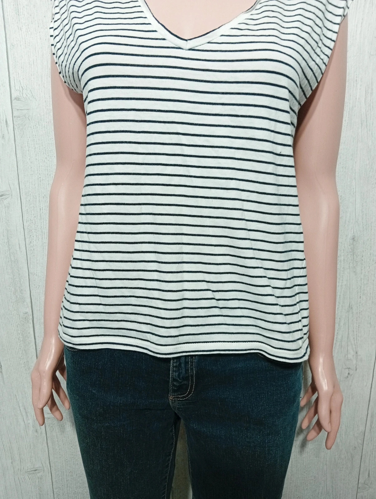 T-shirt manche courte femme- Taille M/38 - Naf Naf - couleur marine et blanc – Naf Naf – taille M / 38 / 10 3