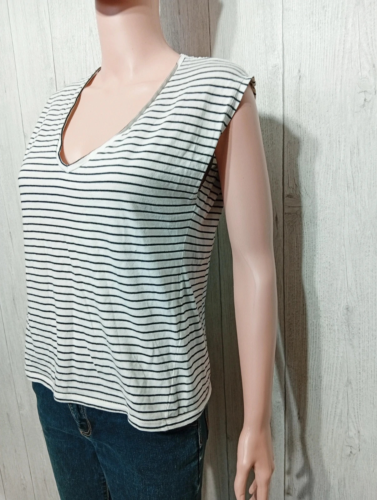 T-shirt manche courte femme- Taille M/38 - Naf Naf - couleur marine et blanc – Naf Naf – taille M / 38 / 10 5