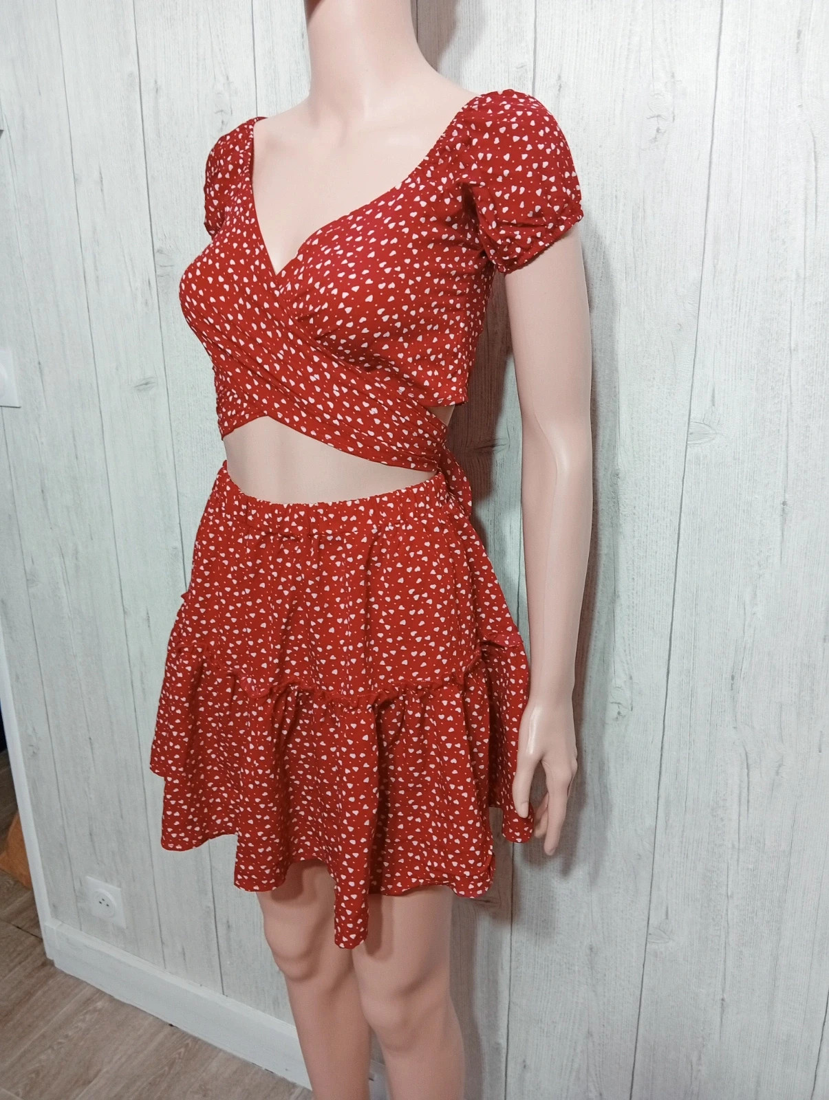 Ensemble 2 pièces ( jupe +top) femme - Taille M/38 - shein - couleur rouge et blanc – Shein – taille M / 38 / 10 5