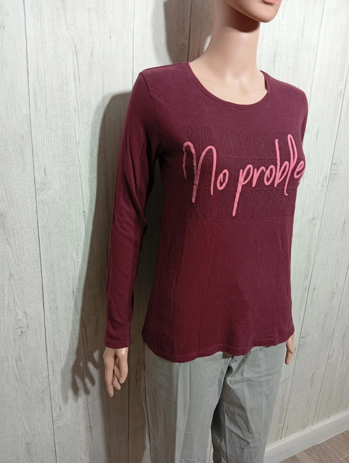T-shirt manche longue fille - Taille S/ 16 ans ( 158/164 cm) - kiabi - couleur bordeaux noir et rose – Kiabi – taille 16 ans / 176 cm 4