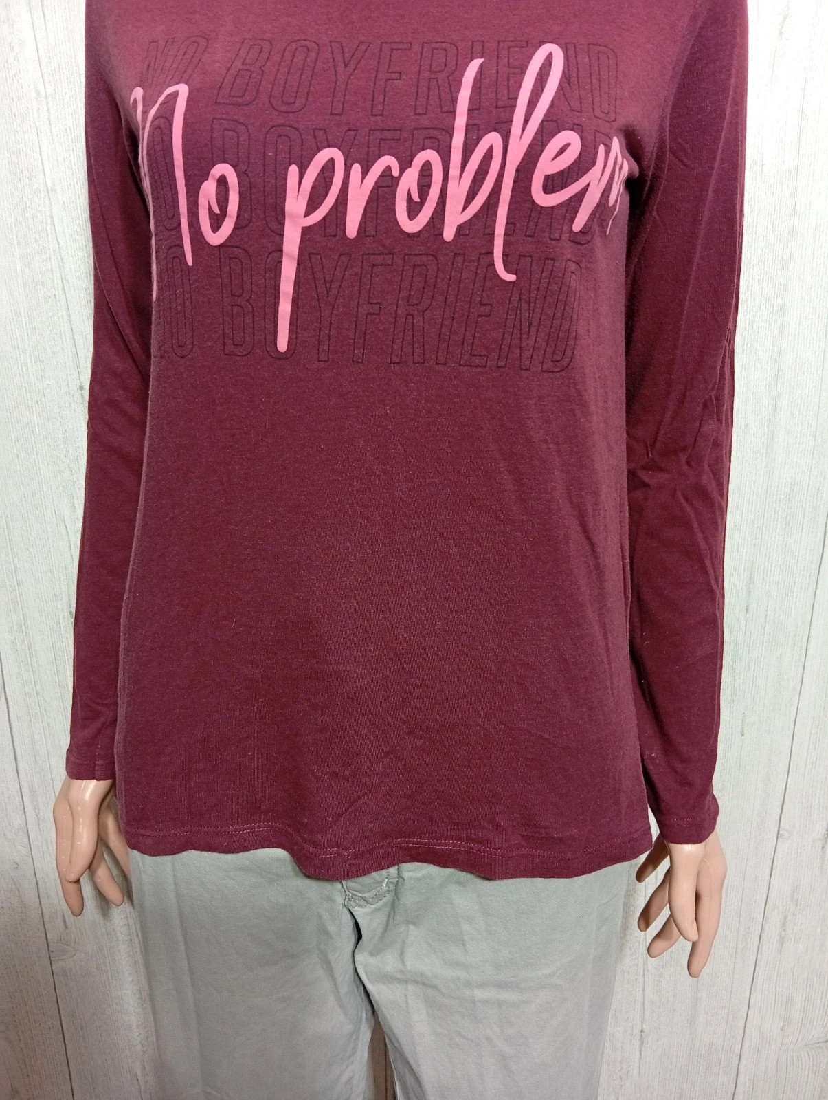 T-shirt manche longue fille - Taille S/ 16 ans ( 158/164 cm) - kiabi - couleur bordeaux noir et rose – Kiabi – taille 16 ans / 176 cm 3