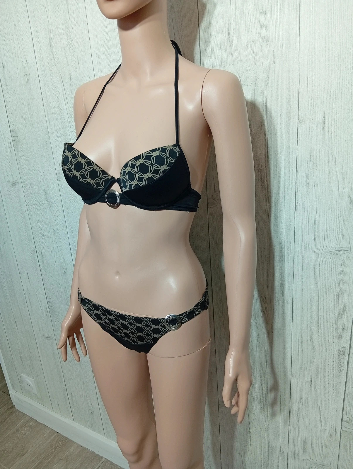 Maillot de bain 2 pièces femme - Taille S/36- livcocorsetti- couleur noir et beige – LivCo Corsetti – taille S / 36 / 8 5