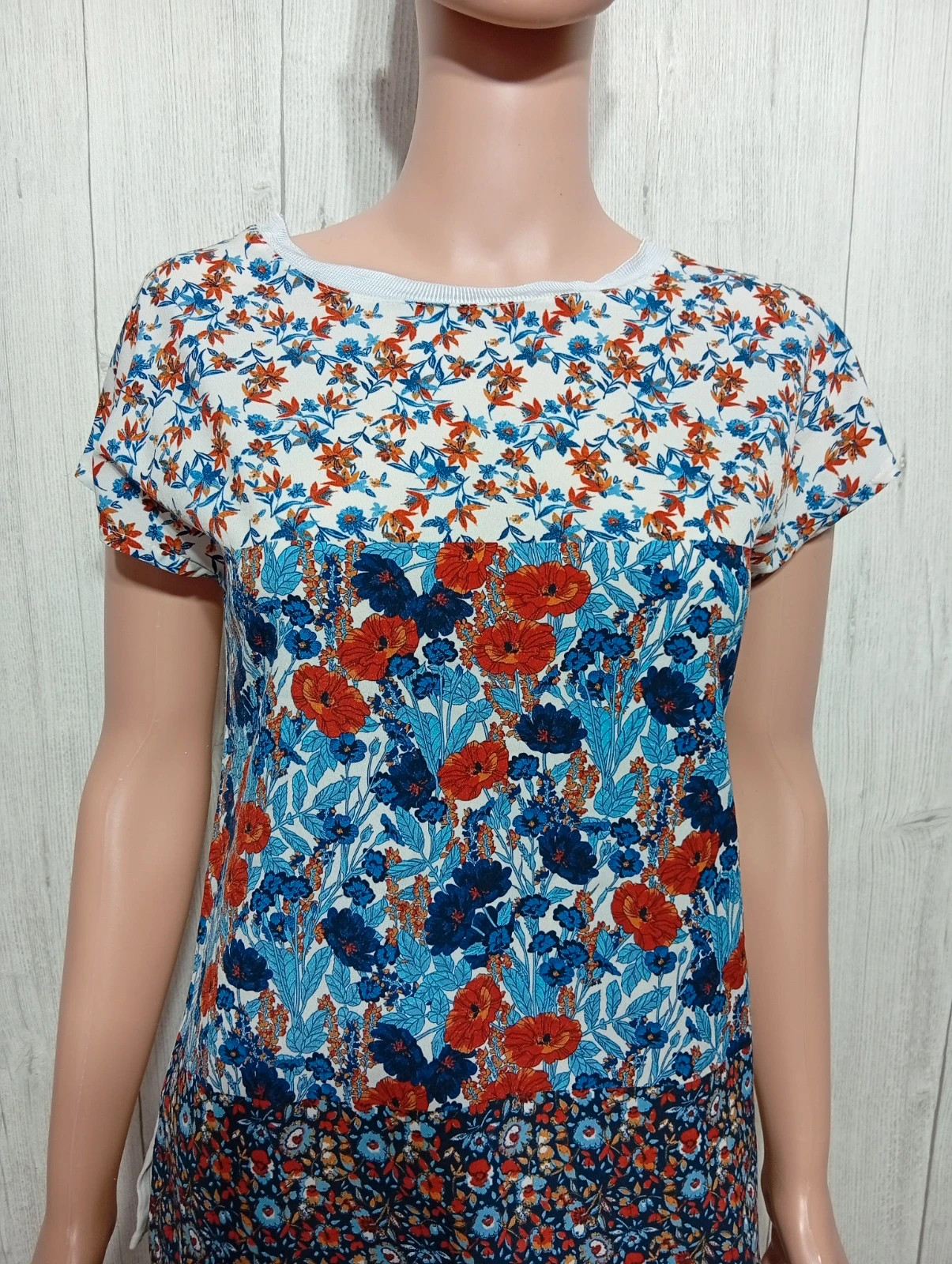 Blouse manche courte femme- taille M/38 - promod- couleur blanc multicolore – Promod – taille M / 38 / 10 3