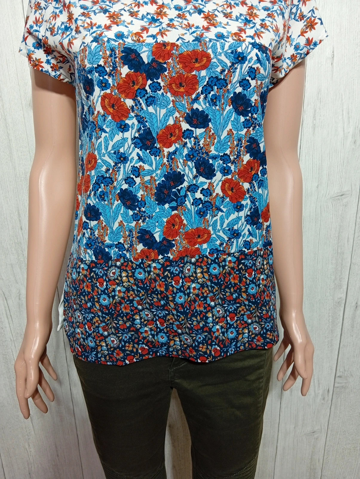 Blouse manche courte femme- taille M/38 - promod- couleur blanc multicolore – Promod – taille M / 38 / 10 4