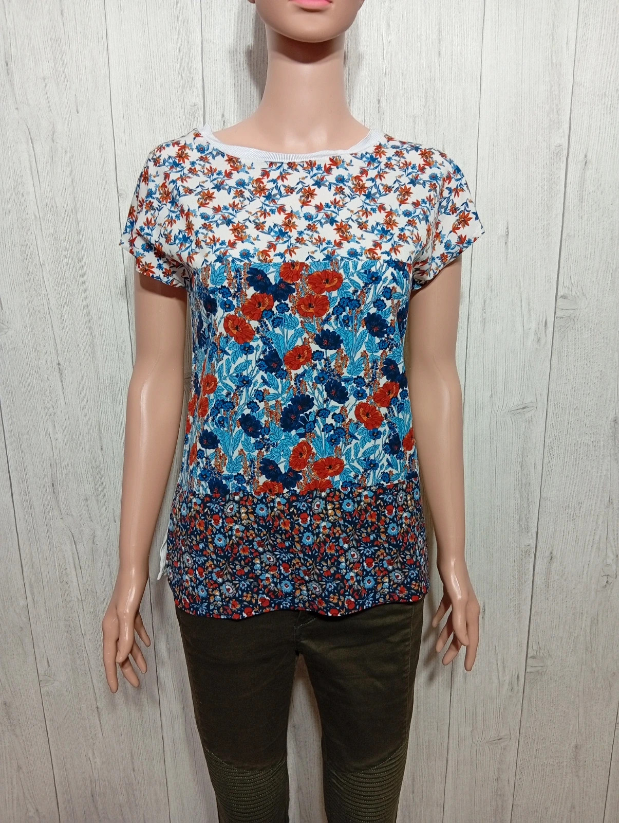 Blouse manche courte femme- taille M/38 - promod- couleur blanc multicolore