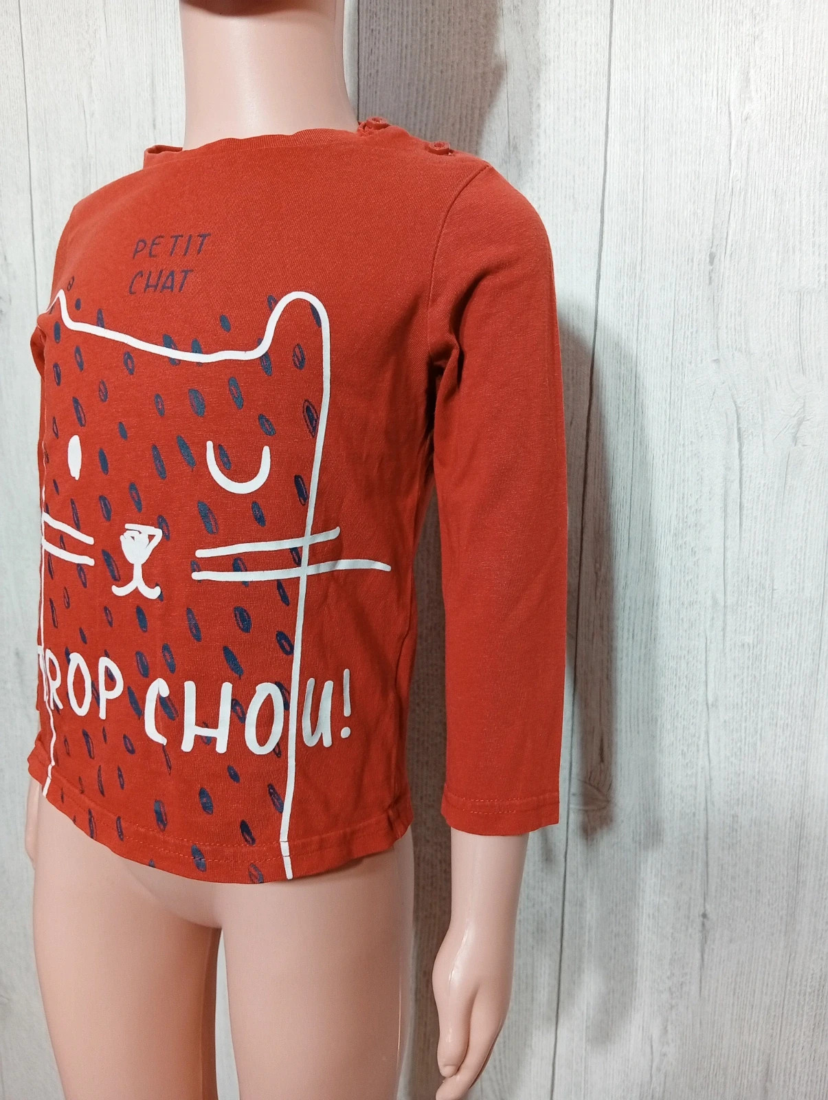 T-shirt manche longue garcon- Taille 2 ans - gemo- couleur corail et blanc – Gémo – taille 18-24 mois / 86 cm 4