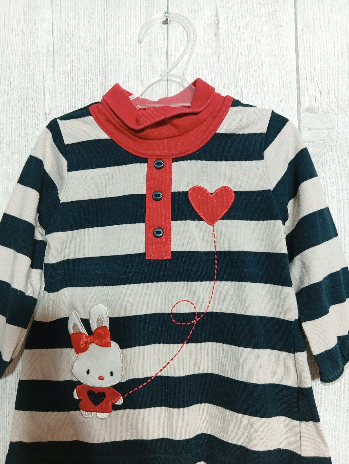 Robe fille - Taille 12 mois- couleur marine beige et rouge – taille 9-12 mois / 74 cm 2