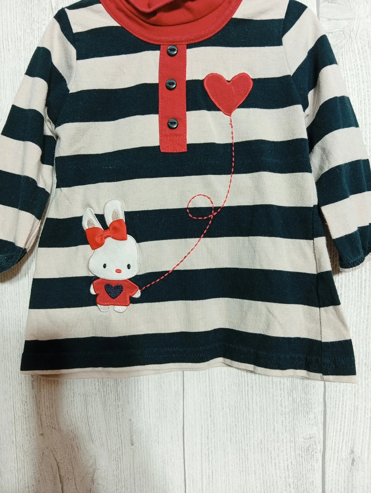 Robe fille - Taille 12 mois- couleur marine beige et rouge – taille 9-12 mois / 74 cm 3