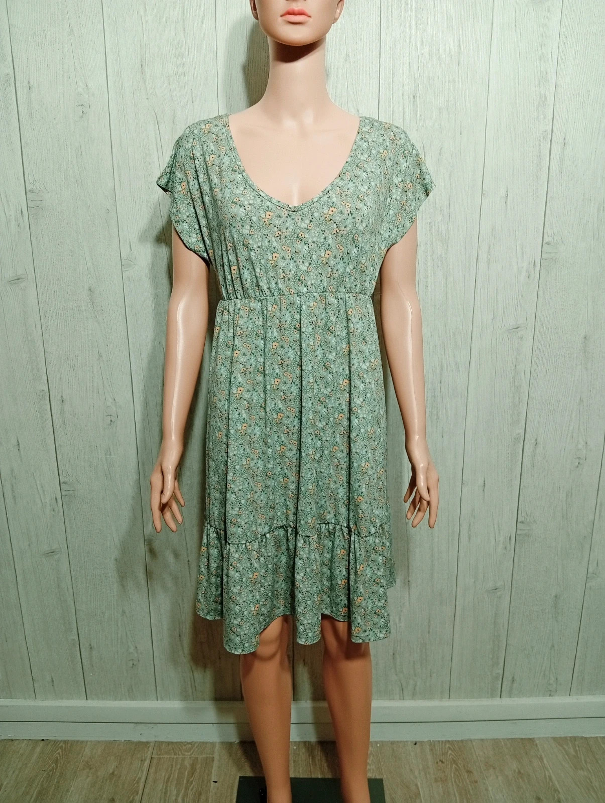 Robe femme - Taille M/38- La Halle - couleur menthe jaune et blanc