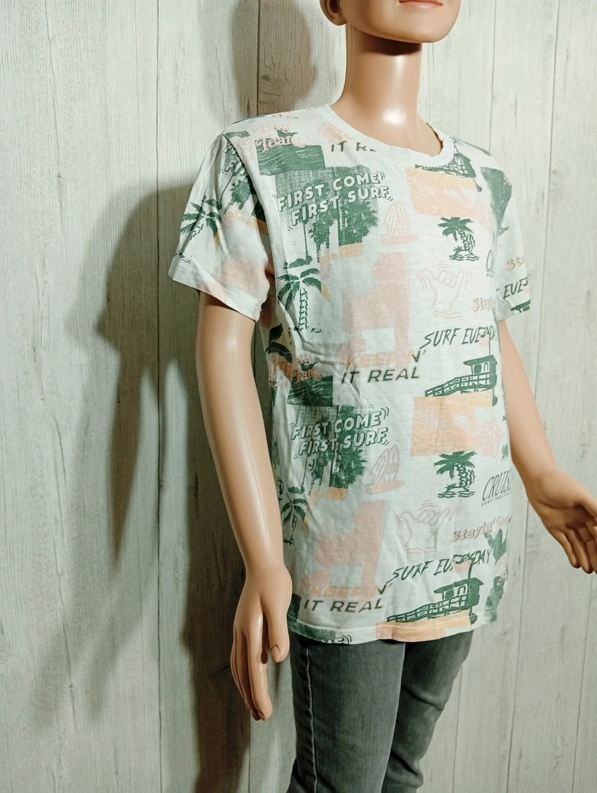 T-shirt manche courte garcon- Taille 11/12 ans - Tex- couleur blanc multicolore – TEX – taille 11 ans / 146 cm 4
