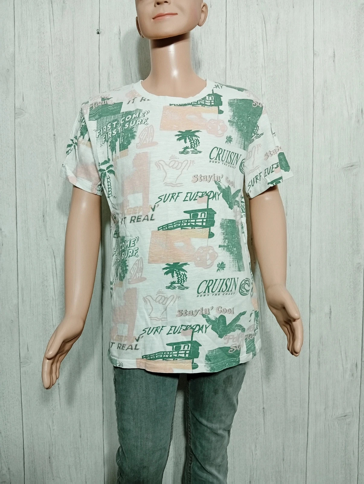 T-shirt manche courte garcon- Taille 11/12 ans - Tex- couleur blanc multicolore