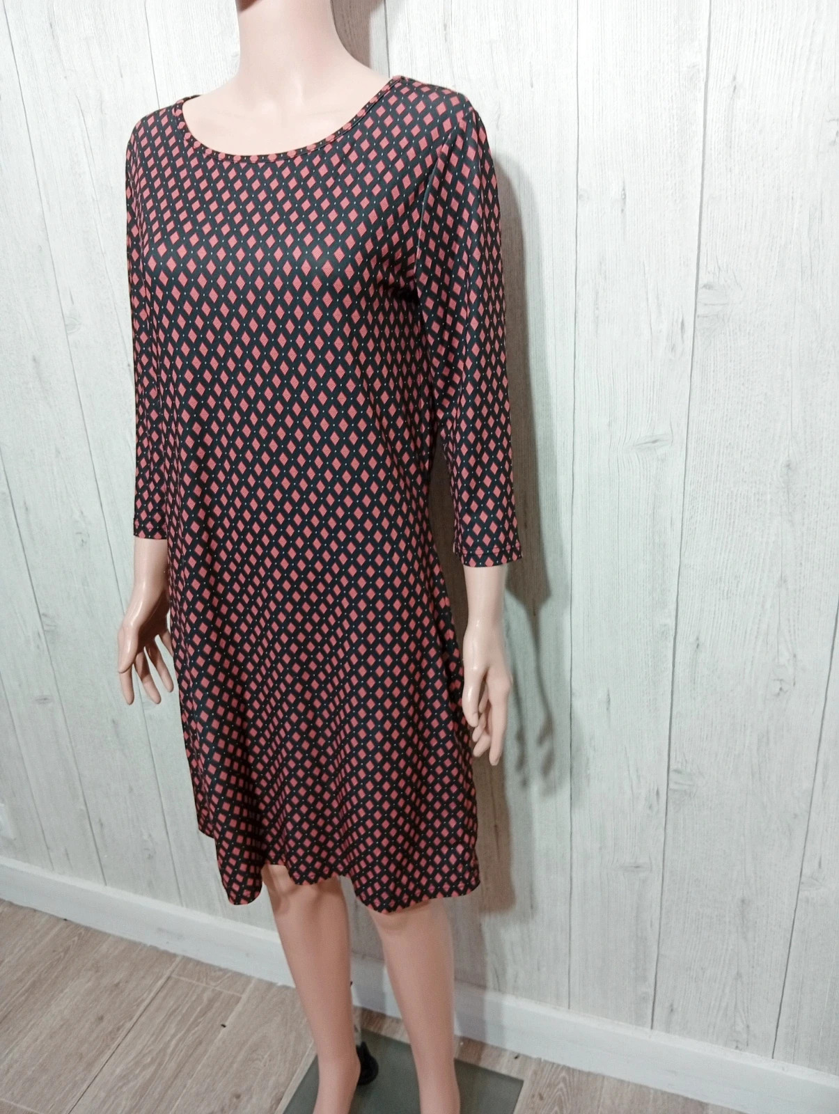 Robe casual femme - Taille M/38- inextenso- couleur noir et bordeaux – In Extenso – taille M / 38 / 10 5