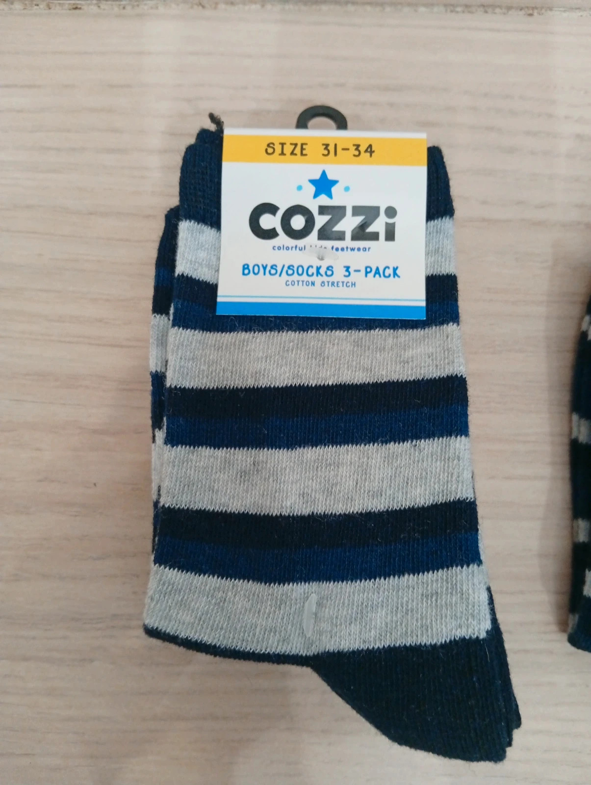2 Lots de 3 paires de chaussettes garçon- Taille 21/34- Cozzi - couleur marine et gris – Cozzi – taille 31-33 2