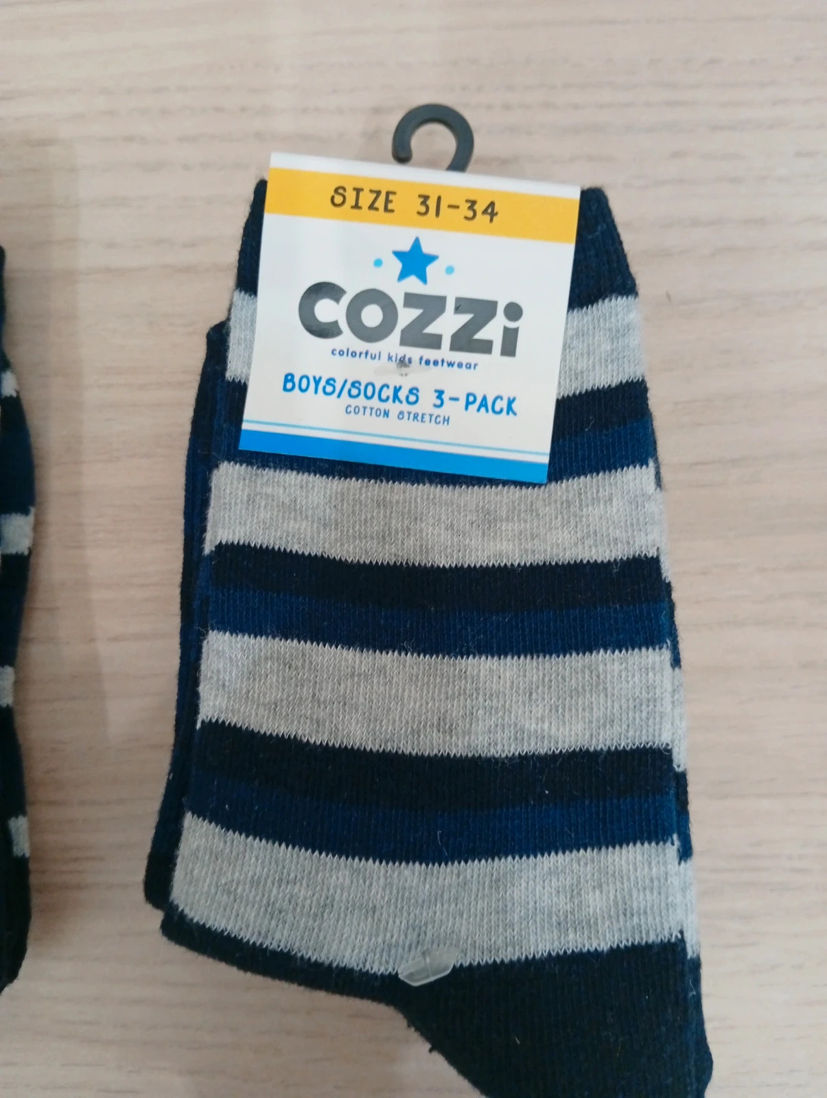 2 Lots de 3 paires de chaussettes garçon- Taille 21/34- Cozzi - couleur marine et gris – Cozzi – taille 31-33 3