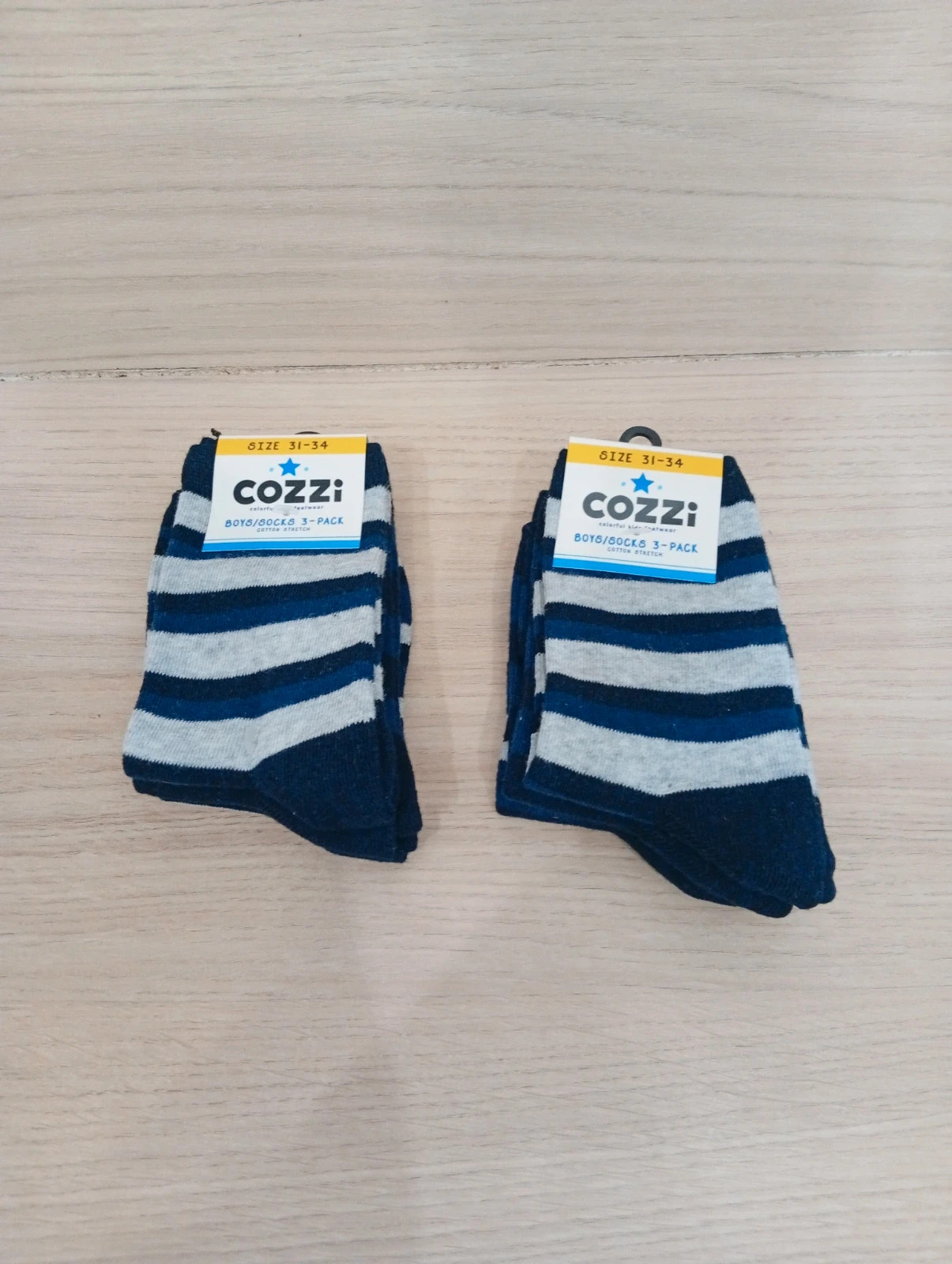 2 Lots de 3 paires de chaussettes garçon- Taille 21/34- Cozzi - couleur marine et gris