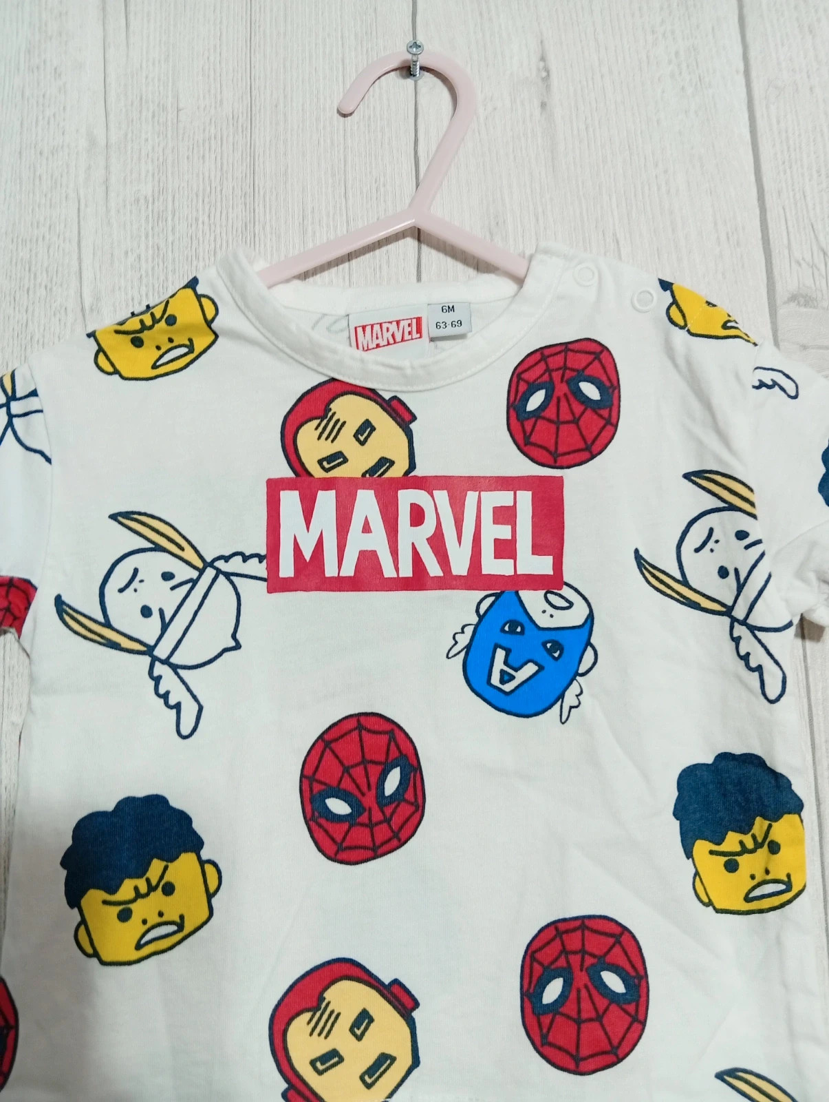 T-shirt garcon - Taille 6 mois ( 63/69 cm) - Marvel - couleur blanc multicolore – Marvel – taille 3-6 mois / 62 cm 2
