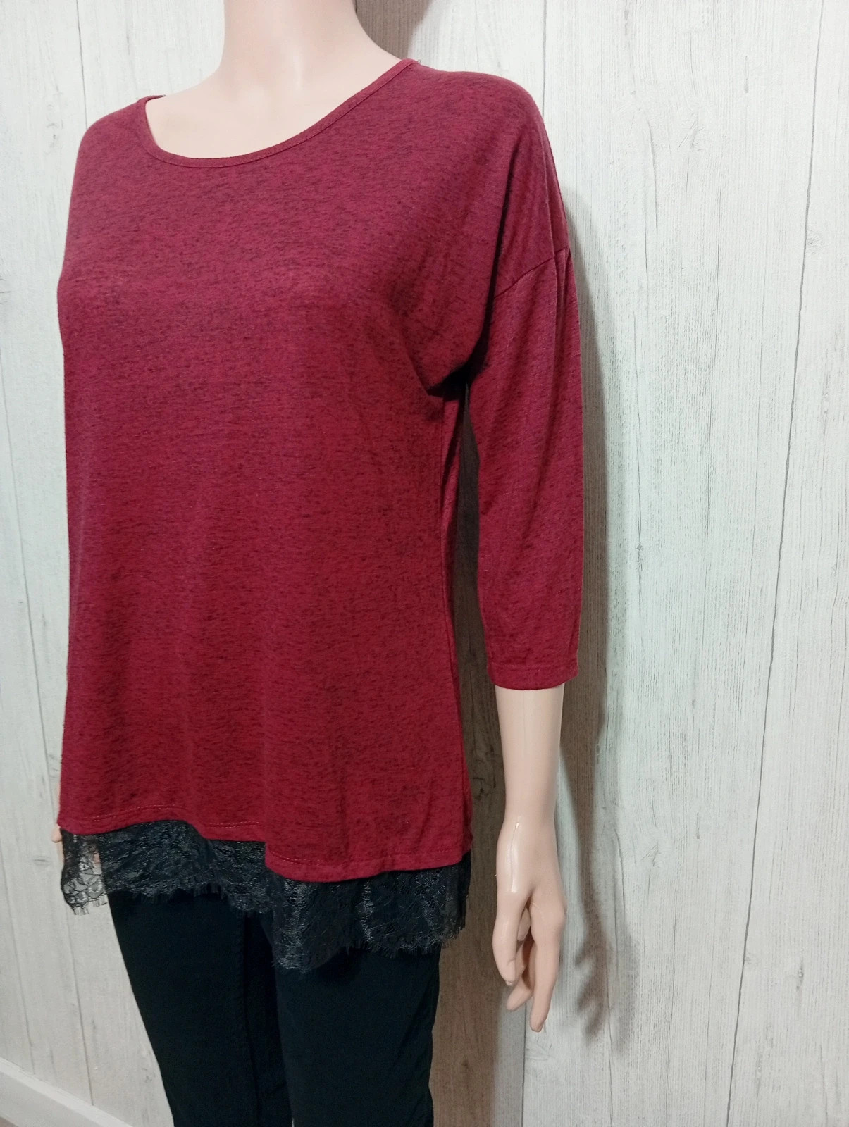 Blouse femme- Taille M/38- Kiabi - couleur noir et bordeaux – Kiabi – taille M / 38 / 10 5