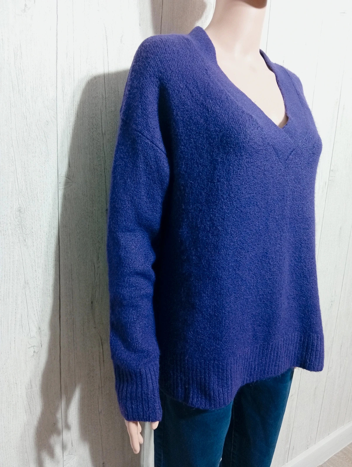 Pull col V femme - Taille M/38 - La Halle - couleur violet – La Halle – taille M / 38 / 10 4