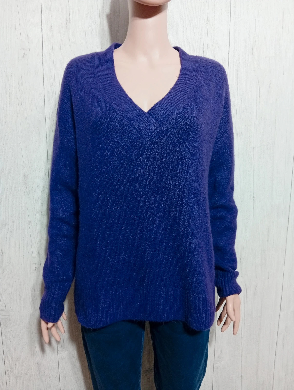 Pull col V femme - Taille M/38 - La Halle - couleur violet