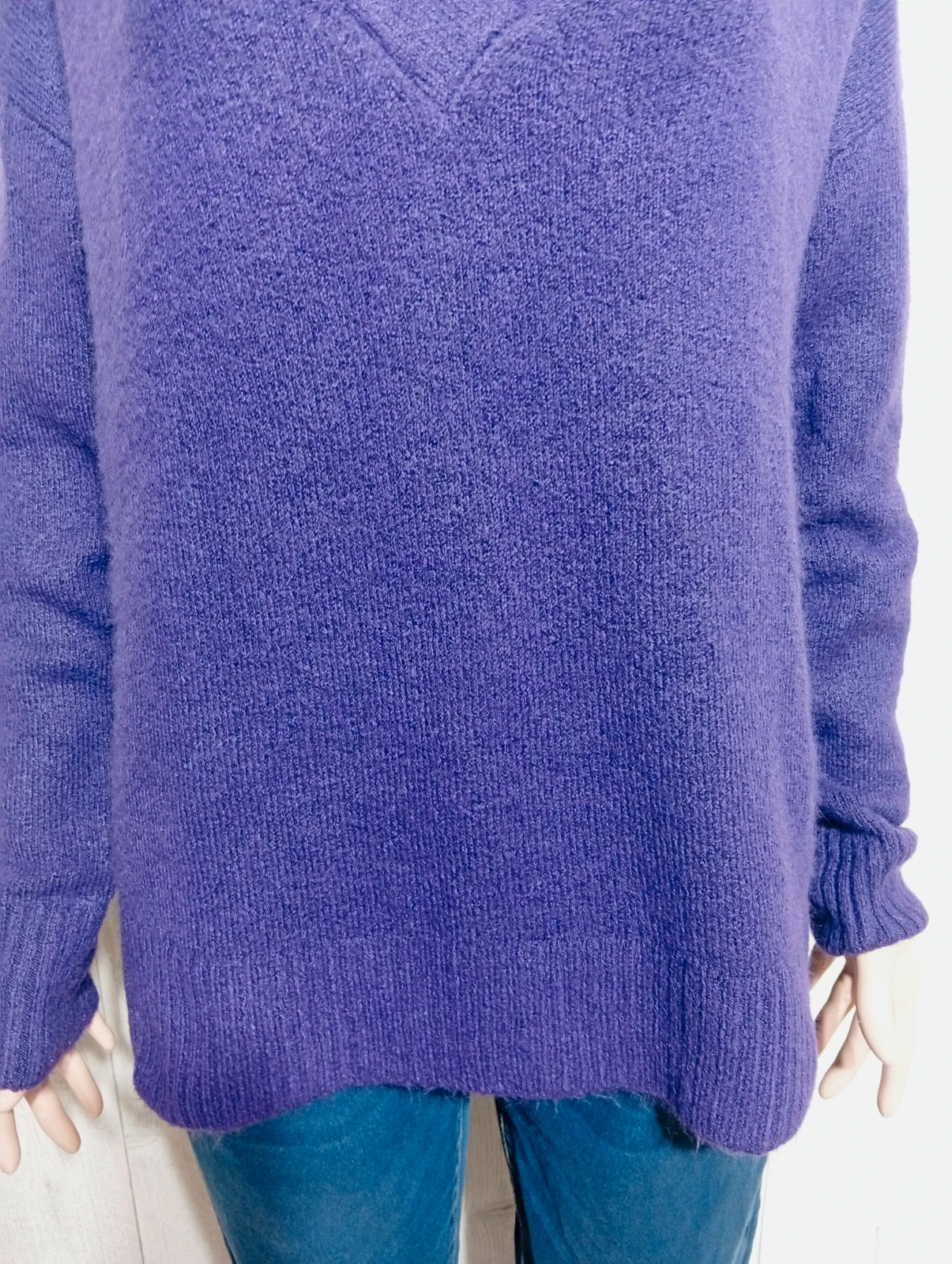 Pull col V femme - Taille M/38 - La Halle - couleur violet – La Halle – taille M / 38 / 10 3