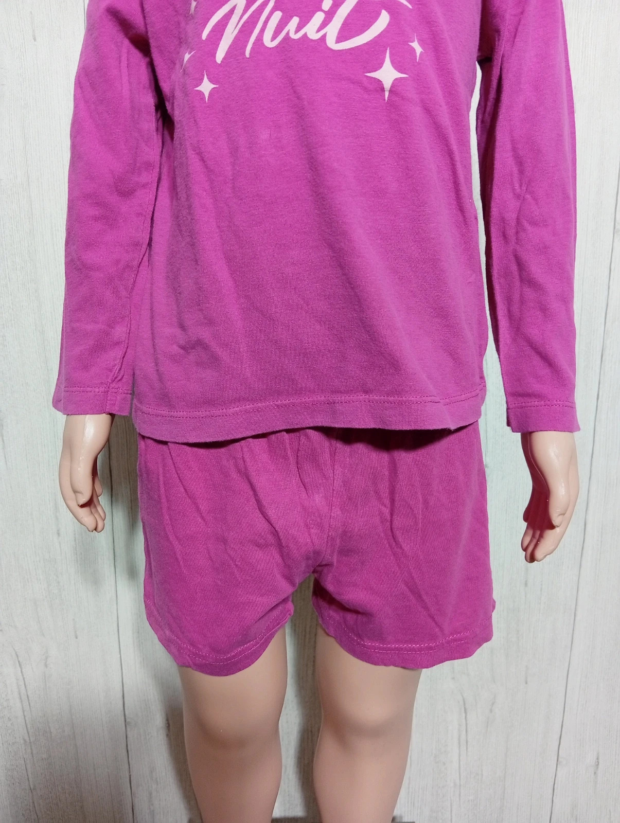 Ensemble de pyjama 2 pièces fille - Taille 5 ans ( 110cm) - Tissaia - couleur fushia et rose – Tissaia – taille 5 ans / 110 cm 3