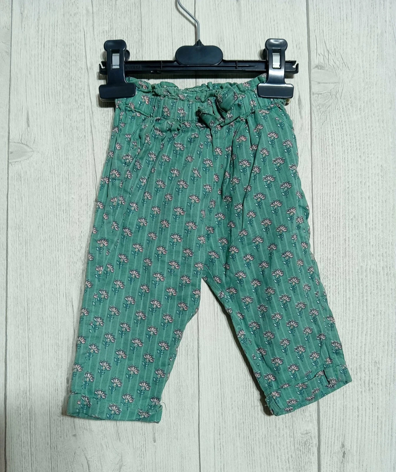 Sarouel fille - Taille 9 mois ( 71 cm) - Tape à loeil - couleur vert et rose – Tape à l'œil – taille 9-12 mois / 74 cm