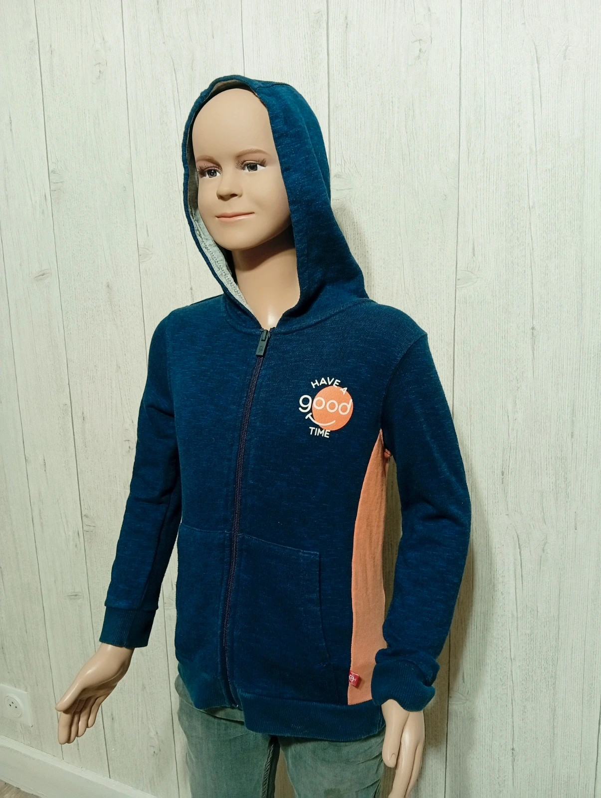 Gilet fille - taille 8 ans (128 cm) - Okaidi - couleur marine et corail – Okaïdi – taille 8 ans / 128 cm 5