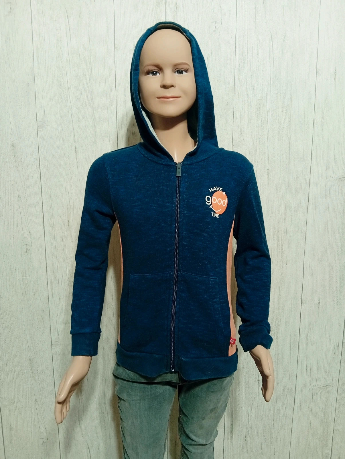 Gilet fille - taille 8 ans (128 cm) - Okaidi - couleur marine et corail