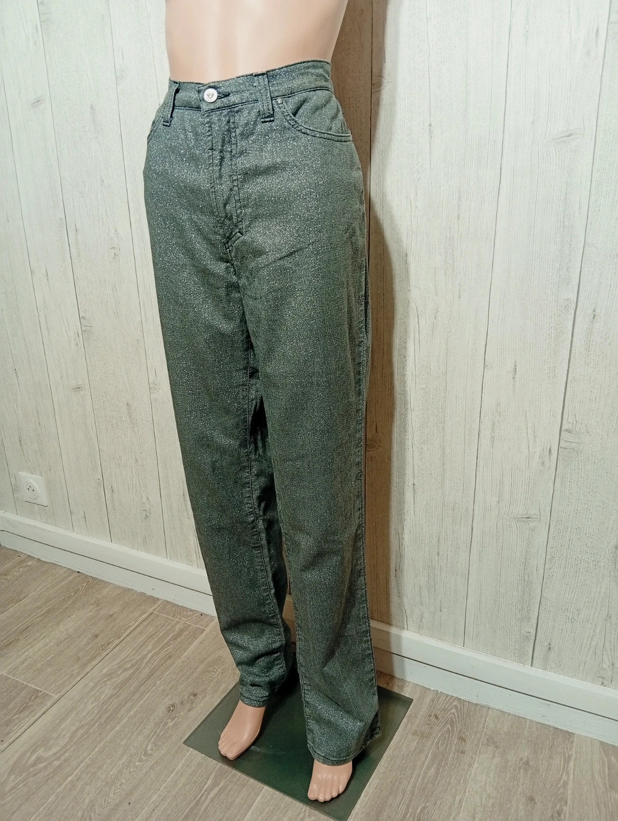 Pantalon femme - taille XL/42- Versace Jeans Couture- couleur gris argente- neuf – Versace Jeans Couture – taille XL / 42 / 14 5