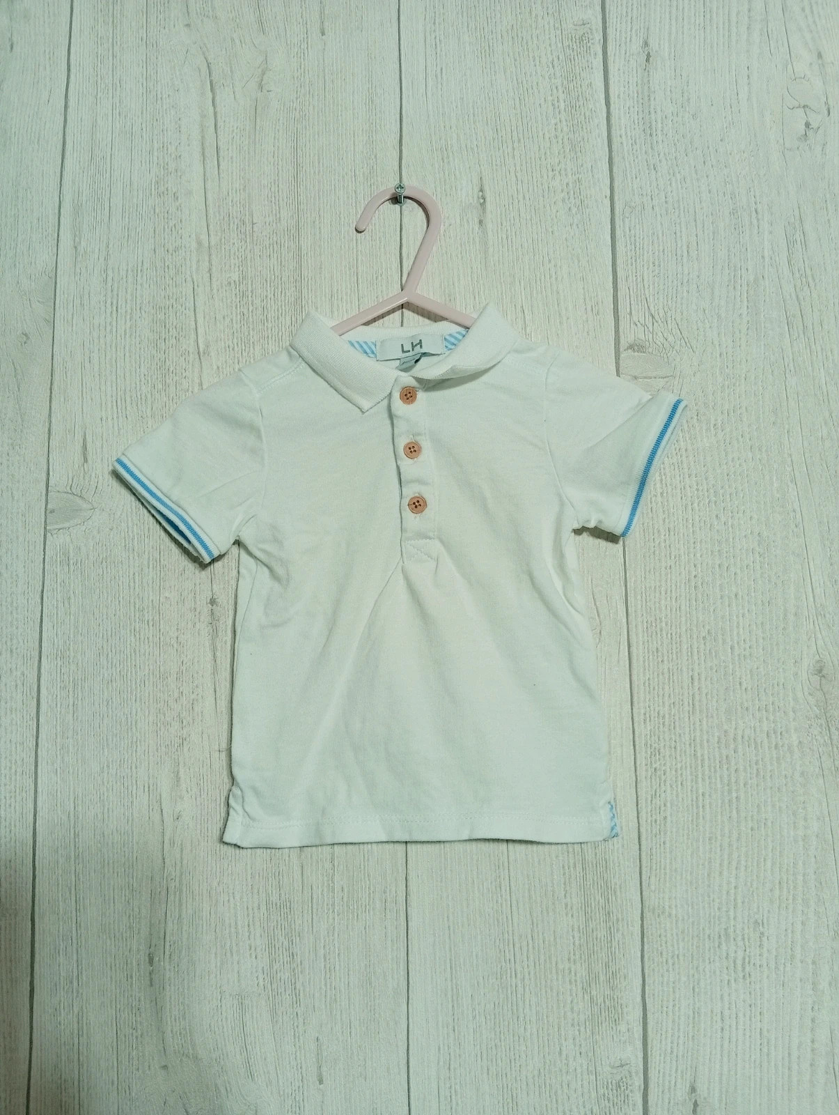 Polo manche courte garcon - Taille 6 mois(68 cm) - La Halle - couleur blanc et bleu – La Halle – taille 6-9 mois / 68 cm 2