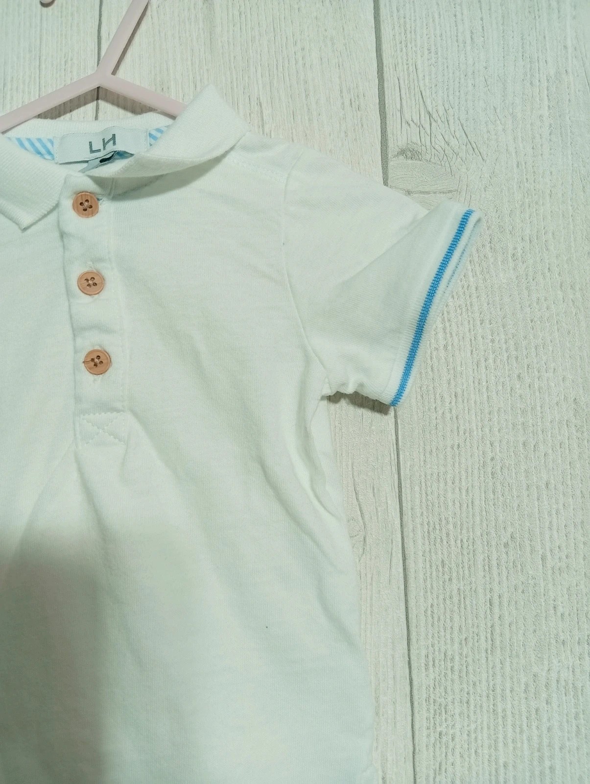 Polo manche courte garcon - Taille 6 mois(68 cm) - La Halle - couleur blanc et bleu – La Halle – taille 6-9 mois / 68 cm 5