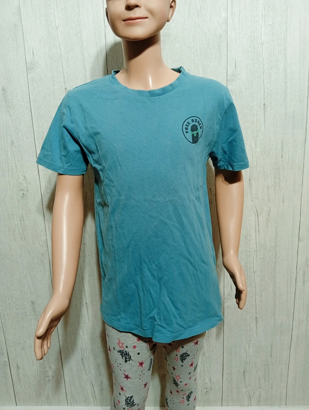 T-shirt manche courte garcon - Taille 12 ans (150 cm ) - RR- couleur bleu et noir
