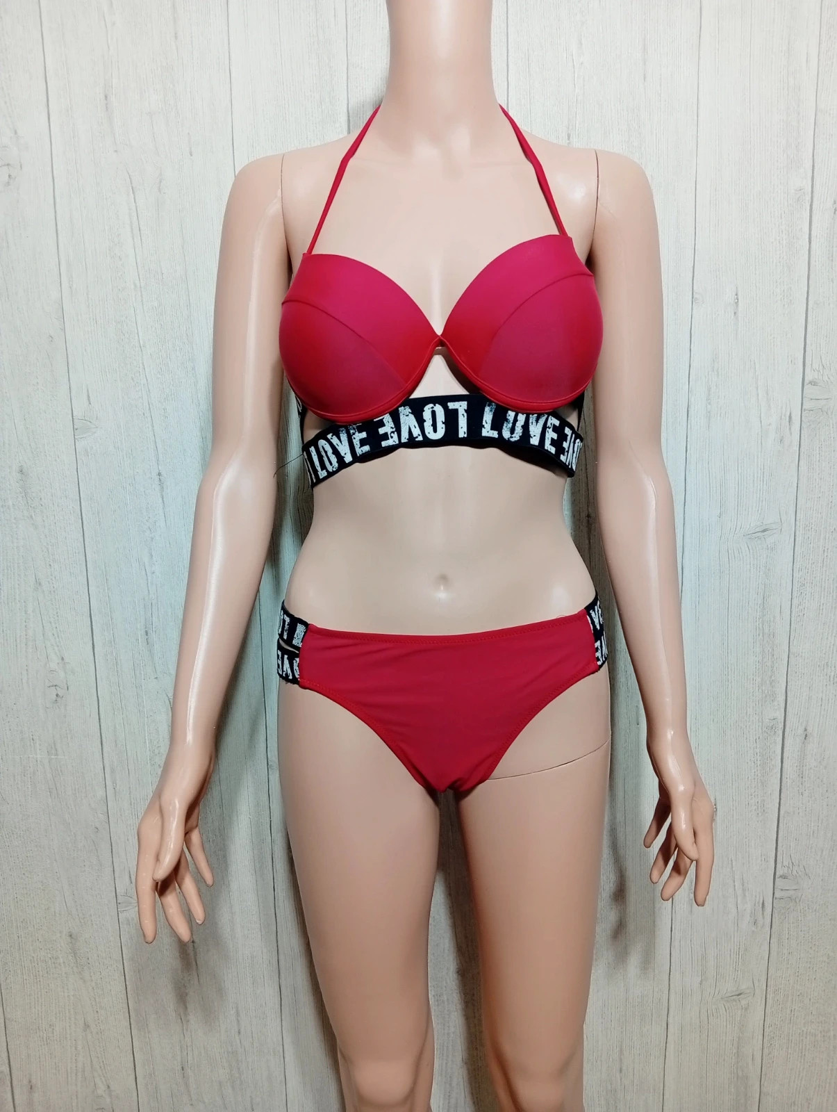 Ensemble maillot de bain 2 pièces femme- taille XL/42 - Inoo - couleur rouge noir et blanc