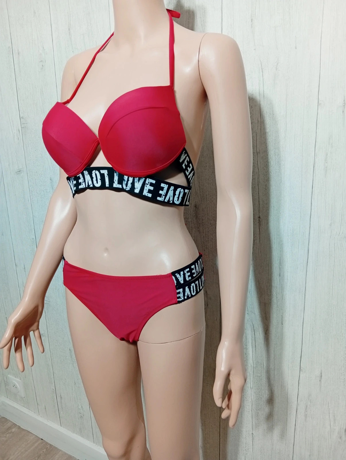 Ensemble maillot de bain 2 pièces femme- taille XL/42 - Inoo - couleur rouge noir et blanc – Inoo Beach – taille XL / 42 / 14 5