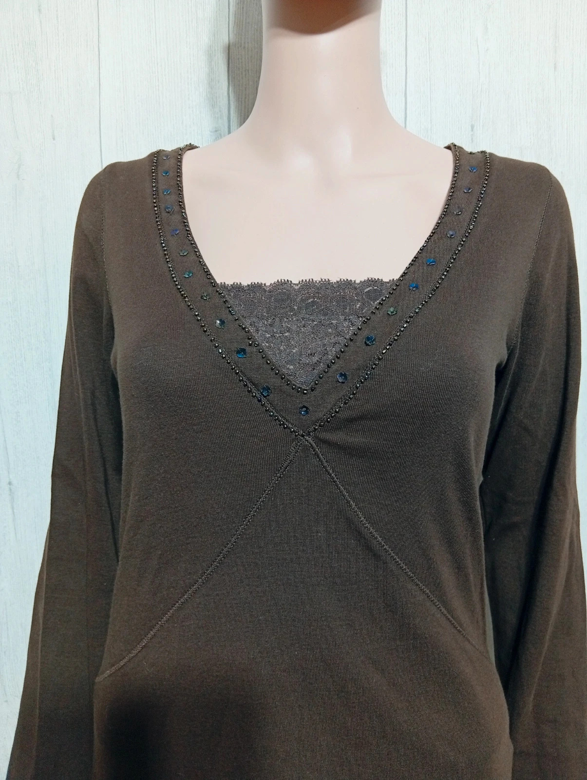 Pull fin femme col V - taille M/38- M&S Mode - couleur marron – M&S Mode – taille M / 38 / 10 3