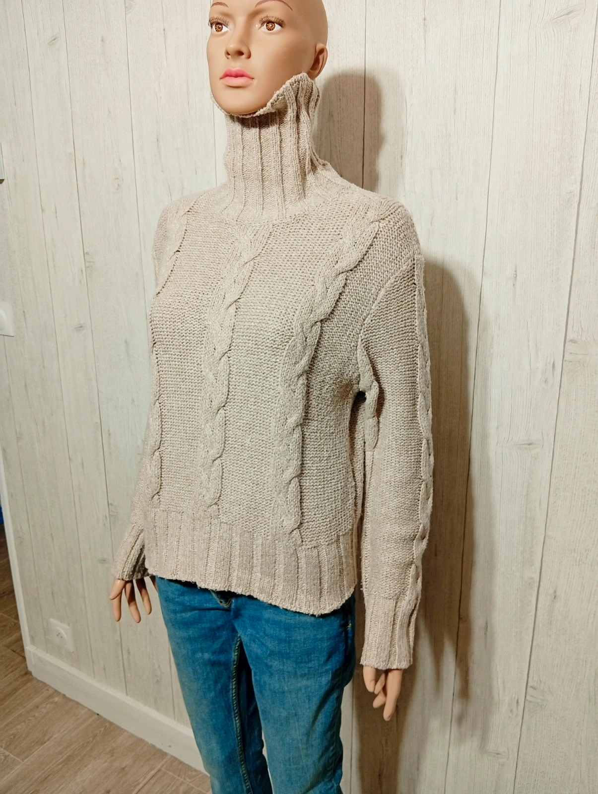 Pull à col roule femme - taille M/38 - Shein - couleur beige – Shein – taille M / 38 / 10 5
