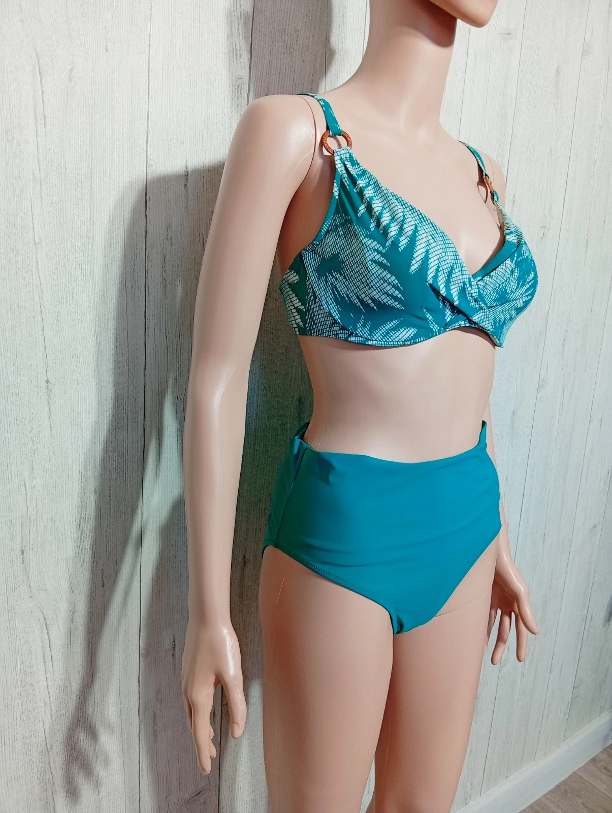 Maillot de bain 2 pieces femme - Taille L/40- Passionata - couleur vert et blanc – Passionata – taille L / 40 / 12 4