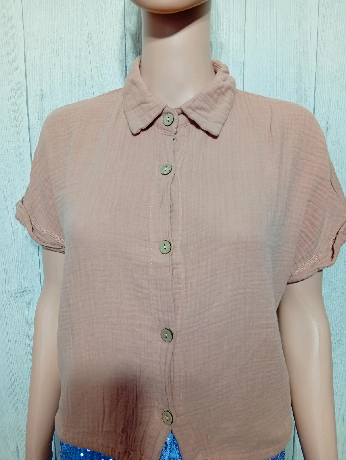 Chemisier manche courte femme - Taille M/38- shein - couleur abricot rose – Shein – taille M / 38 / 10 2