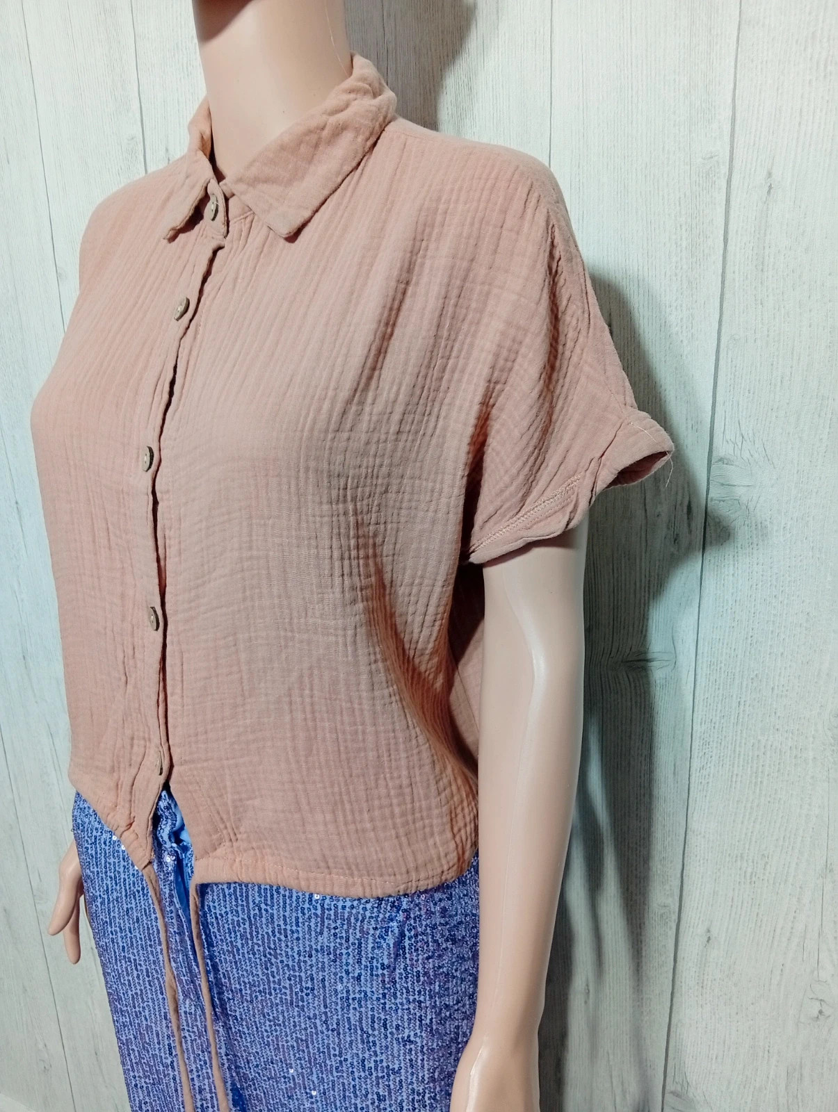 Chemisier manche courte femme - Taille M/38- shein - couleur abricot rose – Shein – taille M / 38 / 10 5
