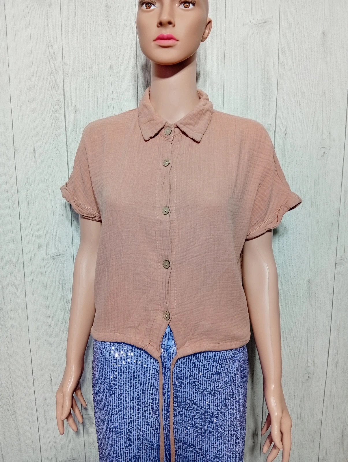 Chemisier manche courte femme - Taille M/38- shein - couleur abricot rose – Shein – taille M / 38 / 10