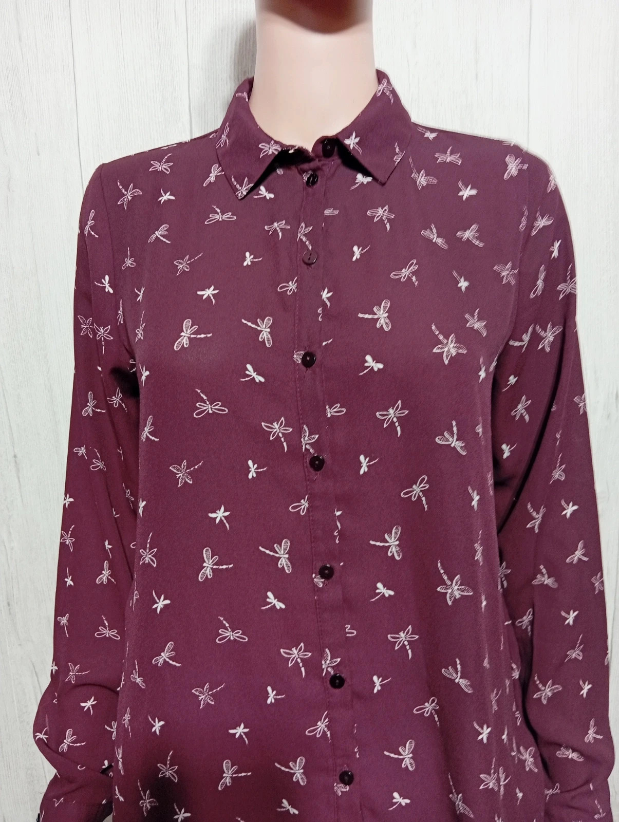 Chemise femme - Taille M/38 - Primark- couleur bordeau et blanc – Primark – taille M / 38 / 10 2