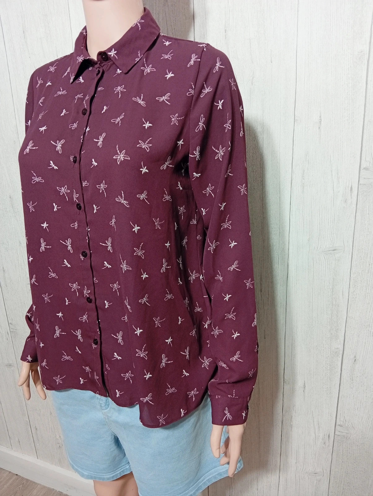 Chemise femme - Taille M/38 - Primark- couleur bordeau et blanc – Primark – taille M / 38 / 10 5