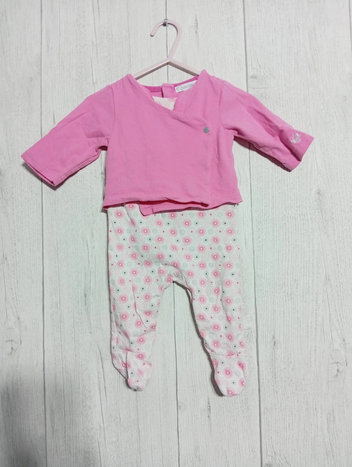 Pyjama 1 pièce fille - Taille 3 mois ( 60 cm) - obaibi - couleur fushia blanc et gris
