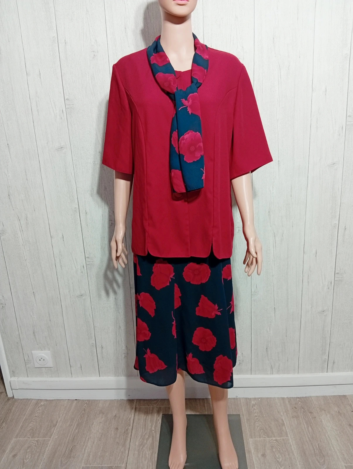 Ensemble tailleur femme - Taille 46 - Canda - couleur rouge et noir