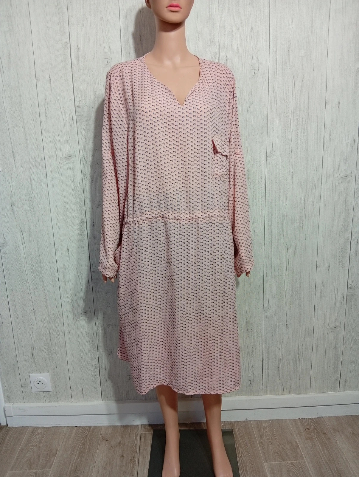 Robe casual femme -taille 46/48- H-3 - couleur rose à motif bleu – H3 – taille XXXL / 46 / 18