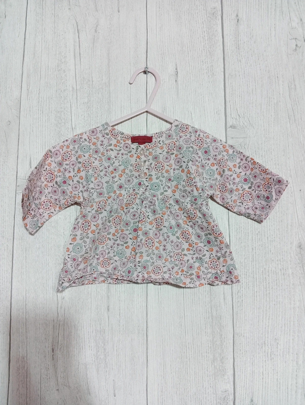 T-shirt manche longue fille - Taille 6 mois (67 cm) - grain de blé- couleur rose multicolore